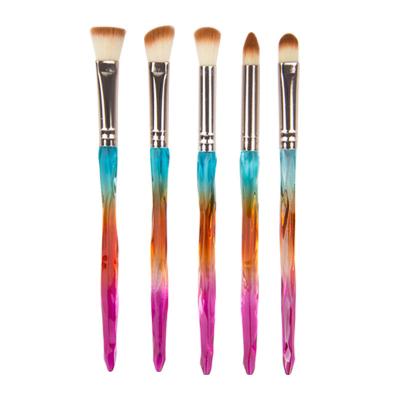 China Diamond Handle Makeup Brush China Manufacturer Cosmetic Brush 5Pcs Flat Brush Makeup Set for sale