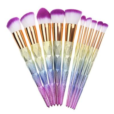 China 2022 Diamond Gradient Frosted Makeup Brush Super Soft Professional New Product Beauty Makeup Brush Set for sale