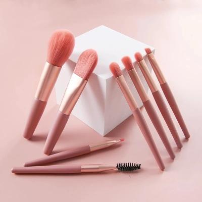 China Macaron Makeup Brush Pink Matte Handle Synthetic 8Pcs Hot Selling Makeup Brush Set for sale