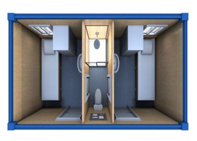 중국 샌드위치 위원회 임시 야영지 2 침대 하나 화장실 이동할 수 있는 선적 컨테이너 가정 판매용