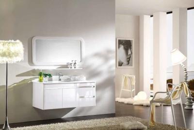 China Wall Hung Bathroom Vanities With Sinks Customed Big White Bathroom Cabinets For Hotel for sale