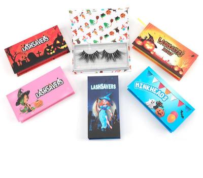 China New Customizable False Eyelash Over 100 Styles Halloween Christmas Box Holiday Decorative Eyelash Box Packaging Box for sale