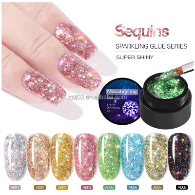 China New Fashion Quick-Dry Nail Gel Polish Diamond Nail Gel Eco-friendly Nail Art UV Press On Paint Color Charms Wholesale Private Fashion for sale