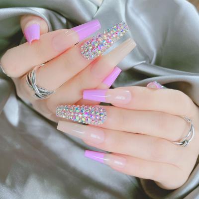 China 2021 eco-friendly extra long nail tips curve nails lady long ballet nails elegant artificial nails french fake coffin for sale