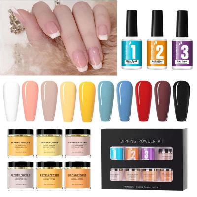 China Excellent Nail Art Effect Manicure Impregnating Powder Set No-bake Lamp French Nail Art Stain Powder Shine Powder for sale