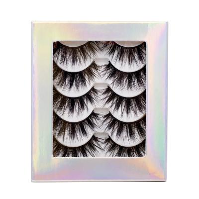 China New Thick Natural Curl False Eyelashes 5D Mink Lashes Thick Curly False Eyelashes Set Wholesale Manufacturers for sale