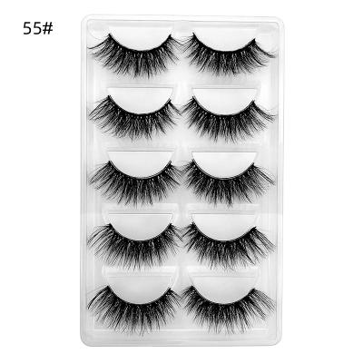 China Curl Natural 3d Mink False Eyelashes 5 Pairs Natural Eyelashes Super Soft Dense Box for sale