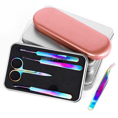 China Fundation 6 Pieces Set Rose Gold Chef Acne Hook Beauty Tool Kit Colorful Titanium Straight Acne Removal Lot Best for sale