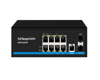 China LACP 150w poe smart port 10 8 100 1000m full gigabit l2 controlled poe switch support console/websmart telnet/page management for sale