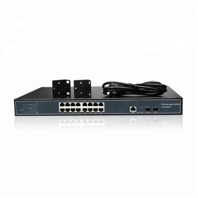 China LACP Smart managed 16 gigabit poe port switch 400w with 2 1000m SFP console port support telnet CLI web page Smart IGMP port SNMP 1 for sale