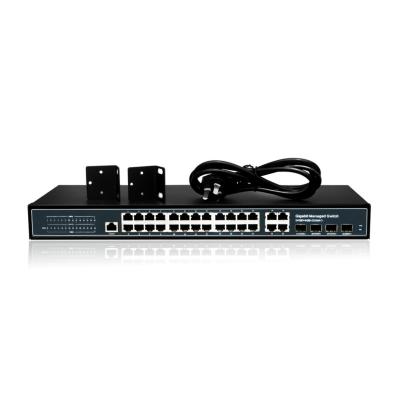 China LACP IEEE802.3q 16M port VLAN flow control flash 128M RAM 24 port 1000Mbps controlled poe switch with 4 gigabit combo SFP rj45 for sale