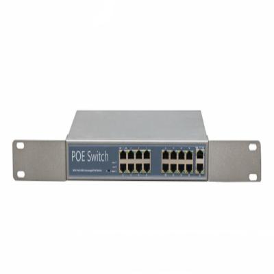 China LACP with 2 gigabit rj45 uplink 300w high power 16 poe port switch 24v for unifi video camera G3 dome for sale