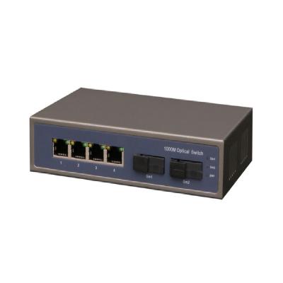 China LACP 6 Port Gigabit Ethernet Switch With 4 poe 2 Fiber SC Module 25km for sale