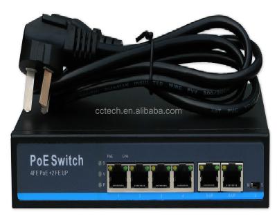 China LACP 2 uplink6 high power POE 10 100mbps rj45 65w 90w plus port 4 poe switch for sale