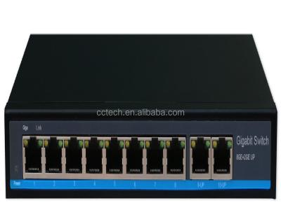 China LACP for 1080P 2MP/3MP/5MP HD 4K 8K Camera NVR IPTV 8 port gigabit poe switch with 2 1000M copper uplink for sale