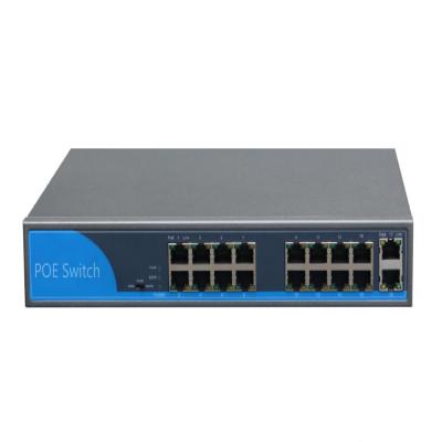 China LACP 13in 150w 300w 16 port poe rackmountable switch with 2 gigabit copper uplink for surveillance cctv system for sale