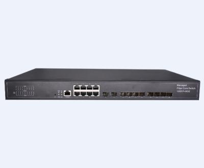 China LACP 10 Port Fiber Optic Switch Gigabit 10 Port SFP 8 Port 1000M Management RJ45 Managed Network Switch for sale