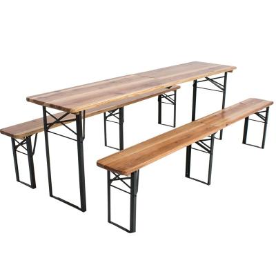 China D009F.225 Set Outdoor High Quality Garden Foldable Wooden Beer Table and Outdoor Bench for sale