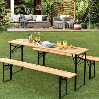 China Fashion Outdoor Set D009.117 Foldable Outdoor FurnitureWooden Fashion Garden Beer Table Set Wooden Garden Bench for sale