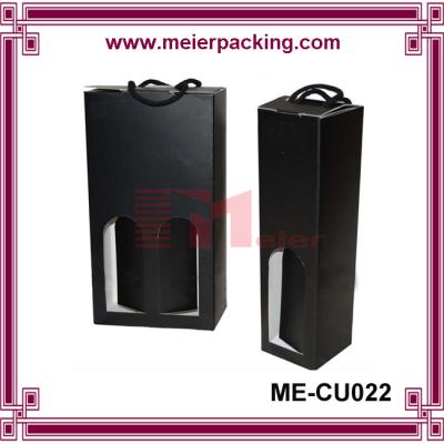 China Wine packaging handmade black paper gift box wholesale/Two wine bottle box with handle ME-CU022 for sale