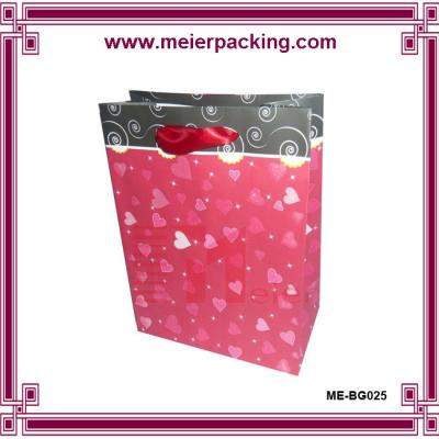 China Echo-friendly Recycled Promotion Custom Color Printing Gift Paper Bag With Ribbon Handle ME-BG025 for sale