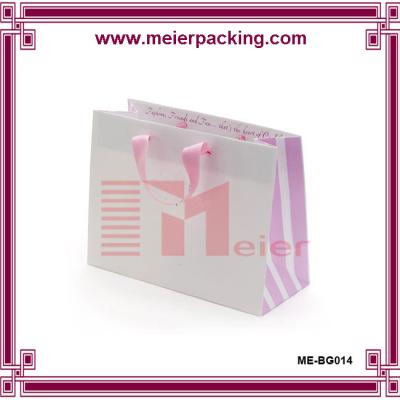 China Square bottom paper bags/Lovely pink boutique paper packaging bags/Pink printed gift paper bag ME-BG014 for sale