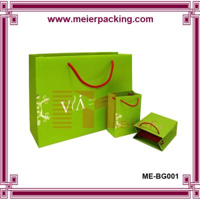 China Cosmetic paper packaging bag/Jewelry paper gift bag/Green printed shopping paper bag ME-BG001 for sale