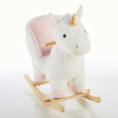 China Ride On Unicorn Kids Baby Plush Rocking Horse Toy Stuffed Animal Rocking Chair for sale