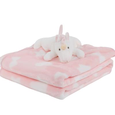 China Folded ready to ship 100*75cm flannel print soft toy blanket newborn double sided stuffed animal blanket for sale