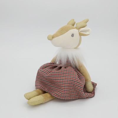 China Soft plush deer doll in nice red skirt La muneca deer en la falda for sale