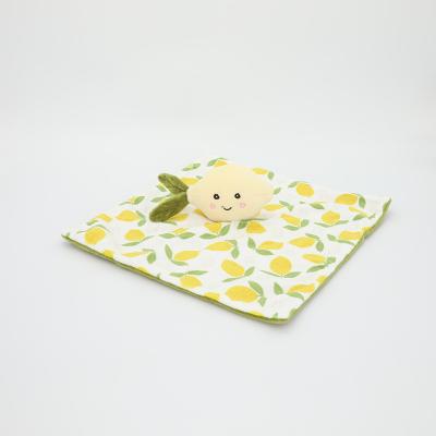 China Custom Plush OEM EN71 ASTM Fruit Series Lemon Plush Comforter Baby Safety Blanket Plush DouDou Toys for sale