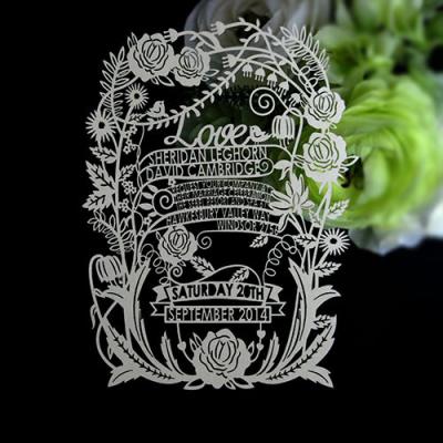 China Romantic Personalized Papercut Invitation Card on Your Wedding Day Decor Card, Song Texts Laser Cut Wedding Card, Paper Cut Card for Weddings for sale