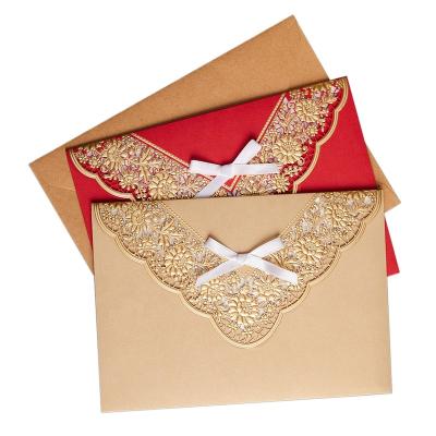 China Europe Pocket Elegant Gold Foil And Engraving Wedding Invitations Card for sale