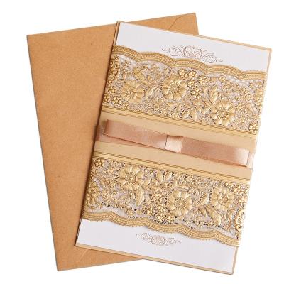 China Europe Embossed Luxury Gold Foil Invitation Cards For Wedding for sale