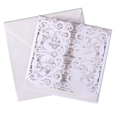 China High quality Europe 15*15CM laser cut square wedding invitations card for wedding/baptism for sale