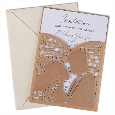 China Luxurious embossed Europe newlywed couple theme design and gold foil wedding invitation card for sale