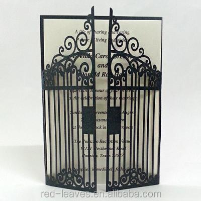 China Unique Europe Door Shape Weddings Invitation Card With Text Printing for sale