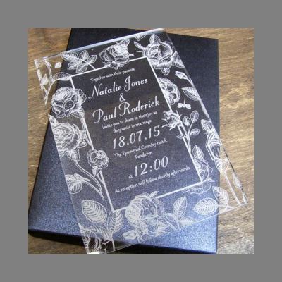 China Transparent Customize Acrylic Wedding Invitation Card for sale