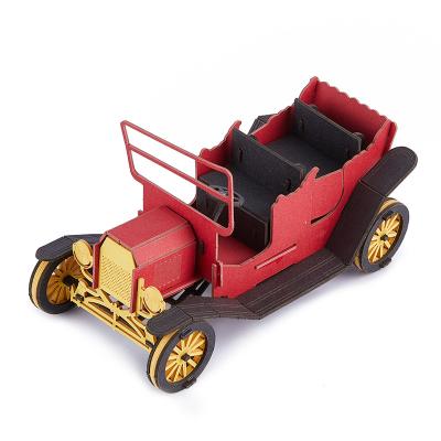 China DIY TOY Cute Vintage Car 3D Cardboard Puzzle Model Toy For Kids for sale