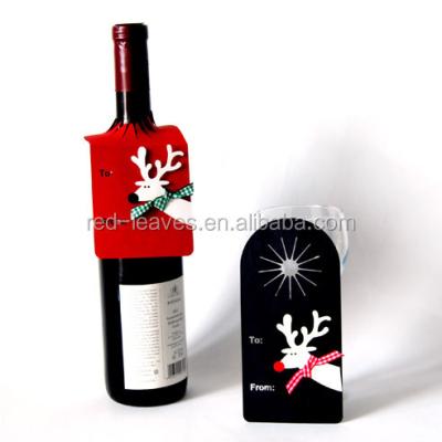 China Newest Event Decoration Deer Design Wine Bottle Neck Tags For Christmas Party Wine Decoration Printed Wine Bottle Neck Tag Hang Tags for sale