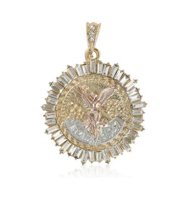 China Fashion Simple Gold Design Pendant Necklace Mexican 50 Peso Coin Pendant With Crystal Around for sale