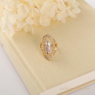 China Two Tone Plated Virgin Mary Guadalupe Environmental Friendly Religious Ring for sale