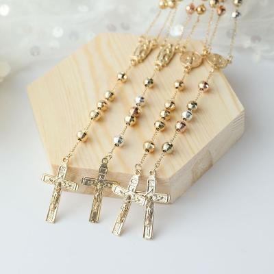 China Religious The Y-Chain Necklace 60cm+15cm Jesus Cross Jewelry Gold Necklaces Religious Y-Chain Pearl Jewelry YK Hot Selling Cooper Alloy for sale