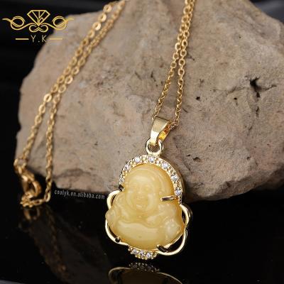 China Wholesale Religious Peace Religious Belief Gold Plated Jewelry Stores Jade Buddhist Jewelry Necklace Luxury Yellow for sale