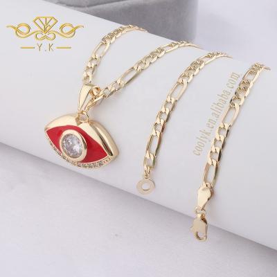 China Popular Non Allergic Natural Style Turkish Ethnic Gold Plated Large Evil Eye Women Girls Evil Eye Necklace Pendant Jewelry For Girl for sale