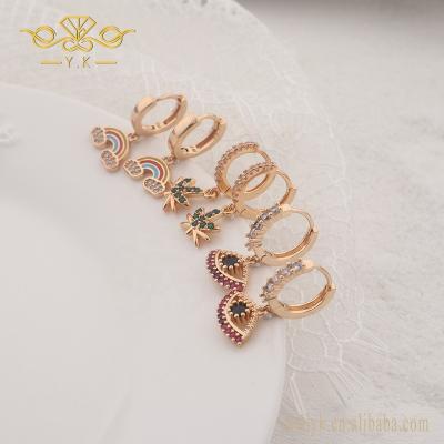 China Evil Eyes Wholesale Custom Logo Stud Snake Earrings Women Girls Customized Quartz Jewelry Minimalist Rainbow Crystal for sale