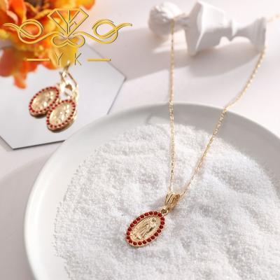 China FASHIONABLE Virgem Maria Religiosa Catolica Rossrio Cadeias de Moda Banhado un Ouro Longo Colares Virgen De Guadalupe Necklace with Zircon for sale