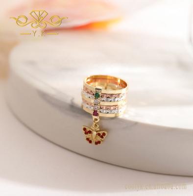 China Exquisite Appearance Manufacturer Newest 7day Professional Rings Customized Layered Gold Jewelry Oro Laminado Mariposa Semanario Religious Ring for sale