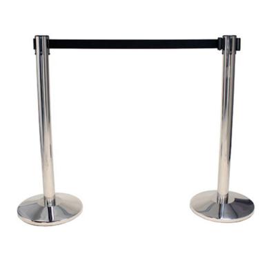 China Any Location Need Crowd Control Polished Chrome Steel Belt Retractable Belt Barrier for sale