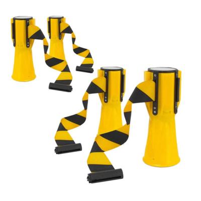 China Any Place Needs Crowd Control 3/9 Meter White Red Or Yellow Black Retractable Cone Topper, Traffic Belt Traffic Cone Connected Topper for sale